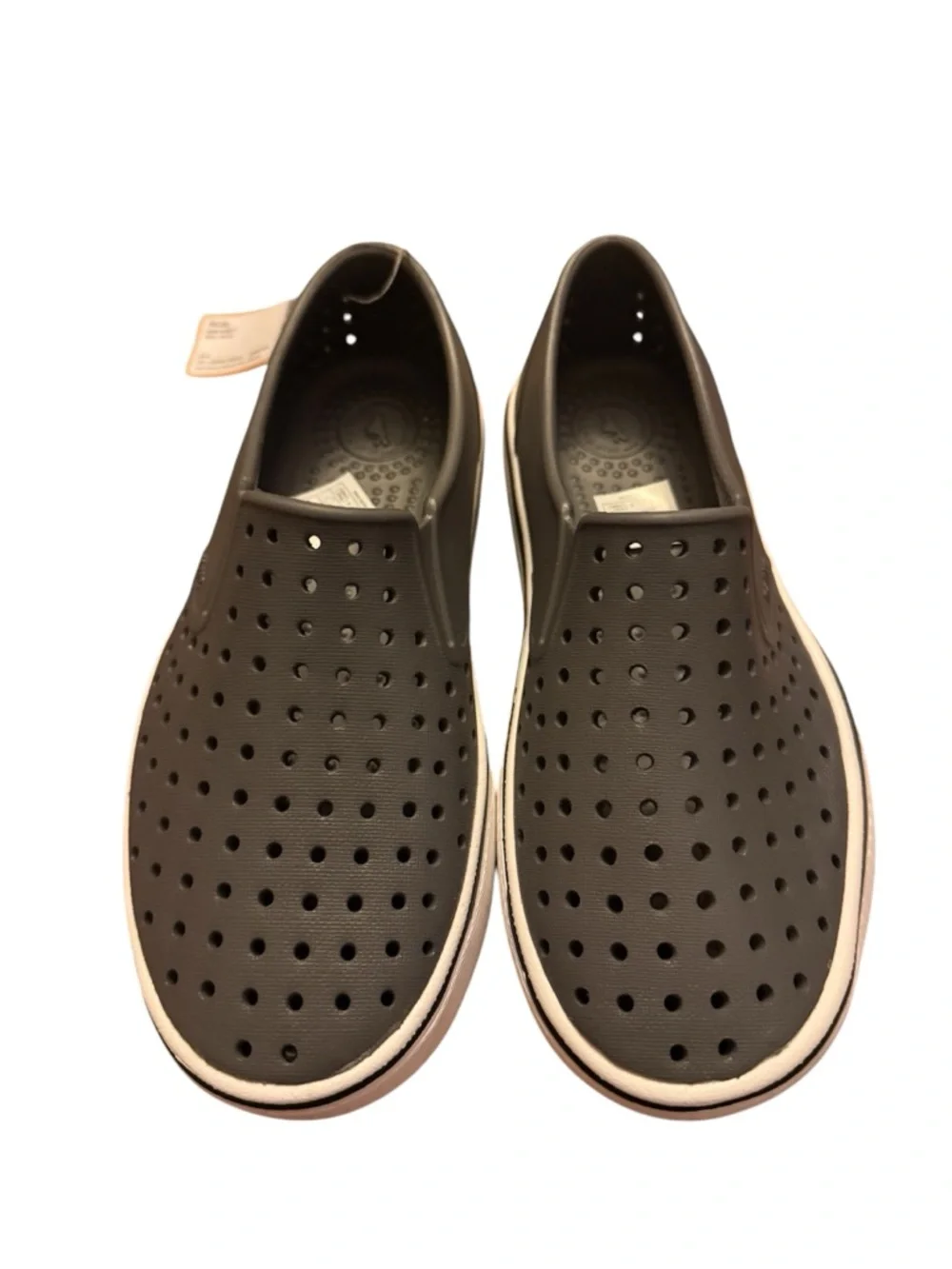 Native Kids Perforated Slip-On Sandals - Gray with White Trim